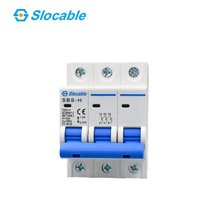 Slocable Hotsell Waterproof 1P 3P 2P 4P 500V 750V 1000V 10A 25A 32A Solar MCB DC Circuit Breaker for Solar System