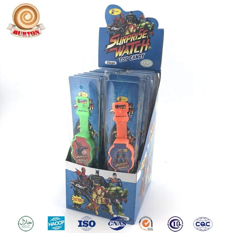 Игрушечные часы супергероя с фруктовыми твердыми конфетами для детей