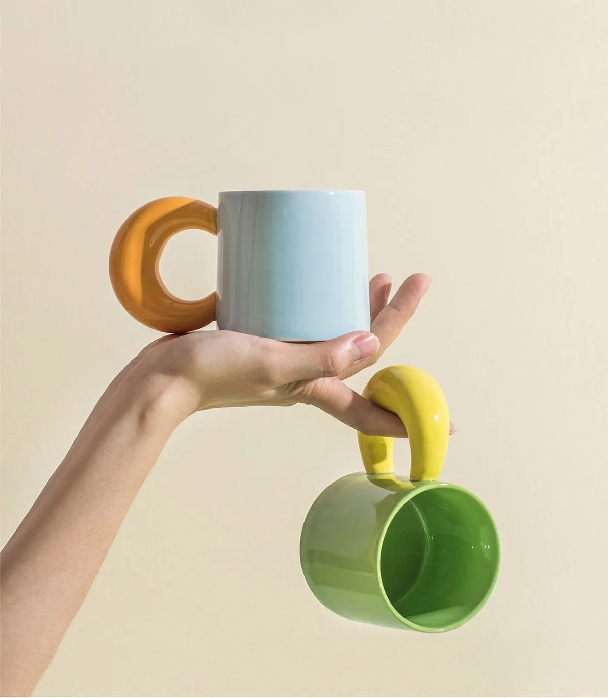 Creative Korea breakfast couple water cup with moon handle ceramic coffee mug