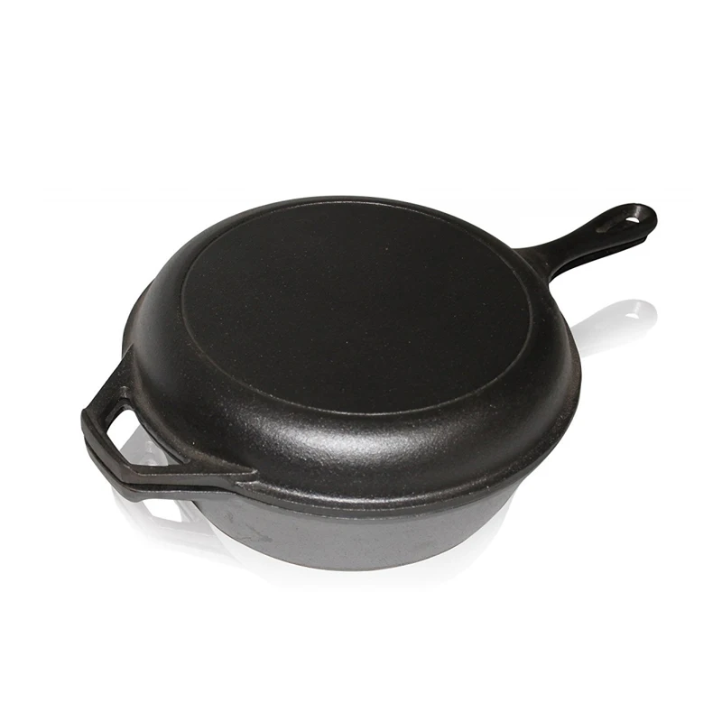 Pre Seasoned Cast Iron 2 in 1 Combo Cooker with Skillet Lid for Camping Outdoor Cooking Dutch Oven