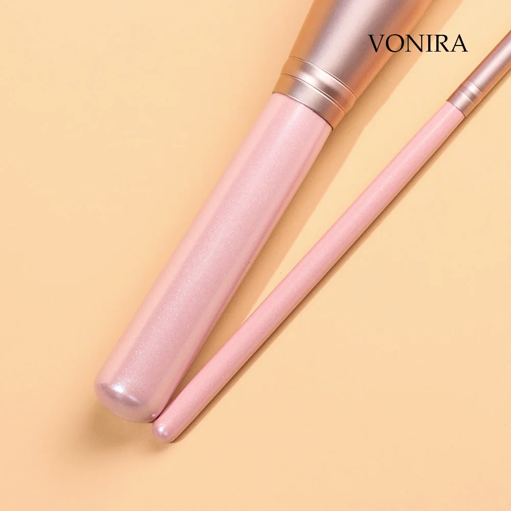 Private Label Hot Selling Cosmetic Brush Tool 12 Pcs Synthetic Makeup Brushes Pink Color Wood Handle Eyeshadow Makeup Brush Set