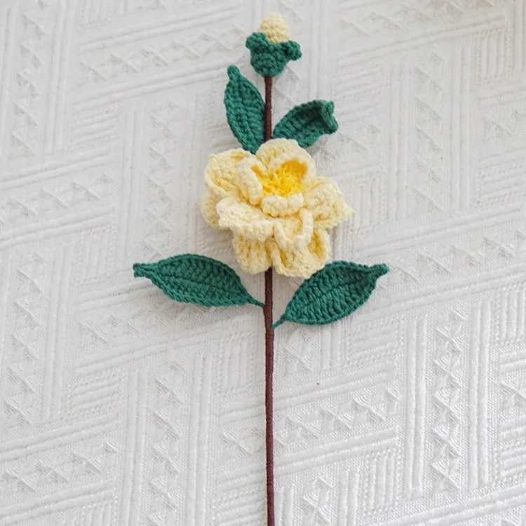 S11 Home Decoration Handmade Artificial Knitted Flowers Bulk Hand Woven Rose Crochet Flowers For Decoration Rose Flowers