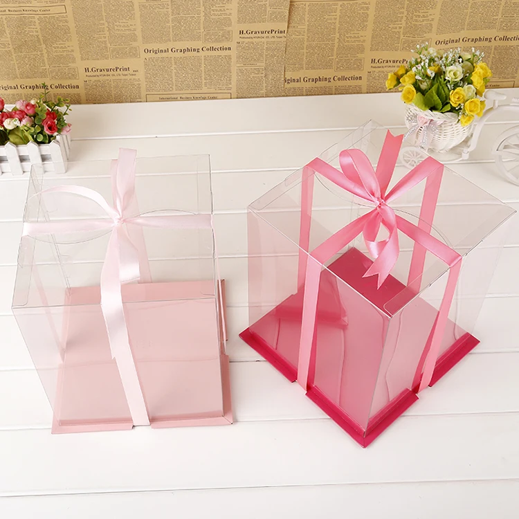 Factory Wholesale Fashion Design PET Clear Wedding Cake Box