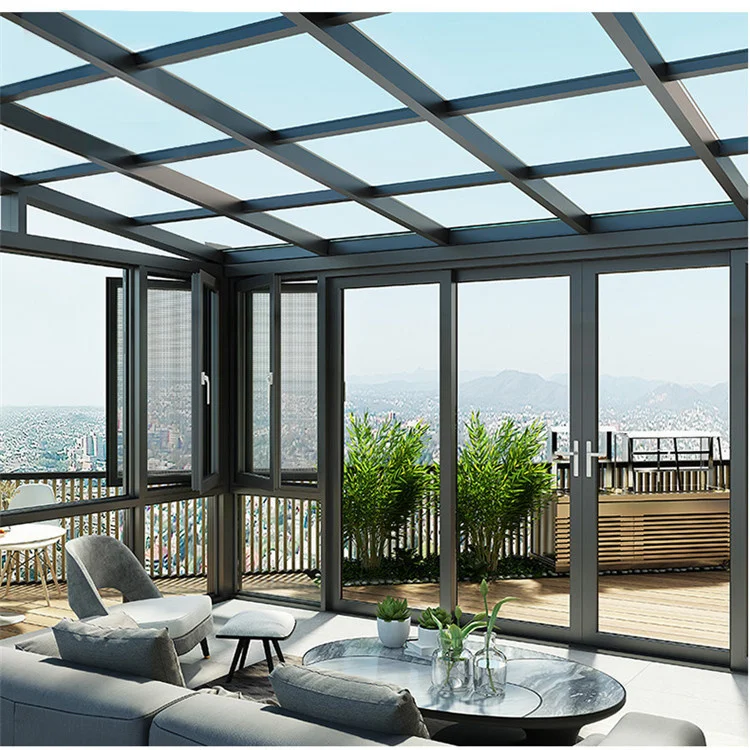 Best Quality Prefab Glass House Balcony Veranda Best Quality Houses Glass folding sunroom Modular Prefab Glass House