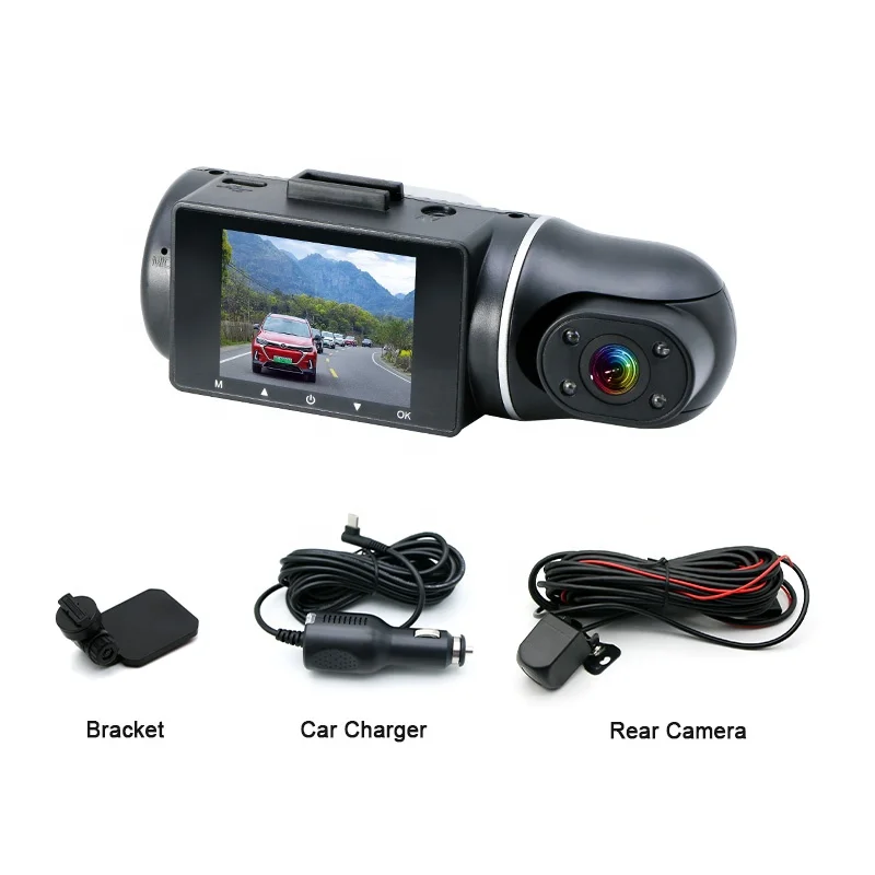 Factory Price Car Camera 2inch Screen Three Channels Dashcam Full Hd 1080p G-sensor Dvr 24h Parking wifi App Control