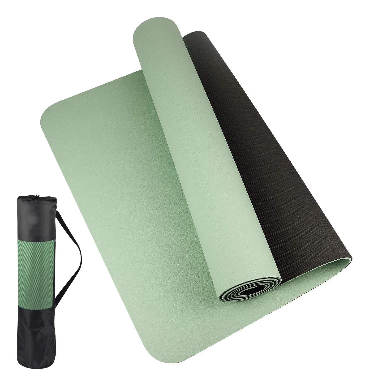 Yoga Mat With Custom Logo Anti-slip 6mm Double Layer Private Label Wholesale Natural Buy Tpe Yoga Mat Eco Friendly