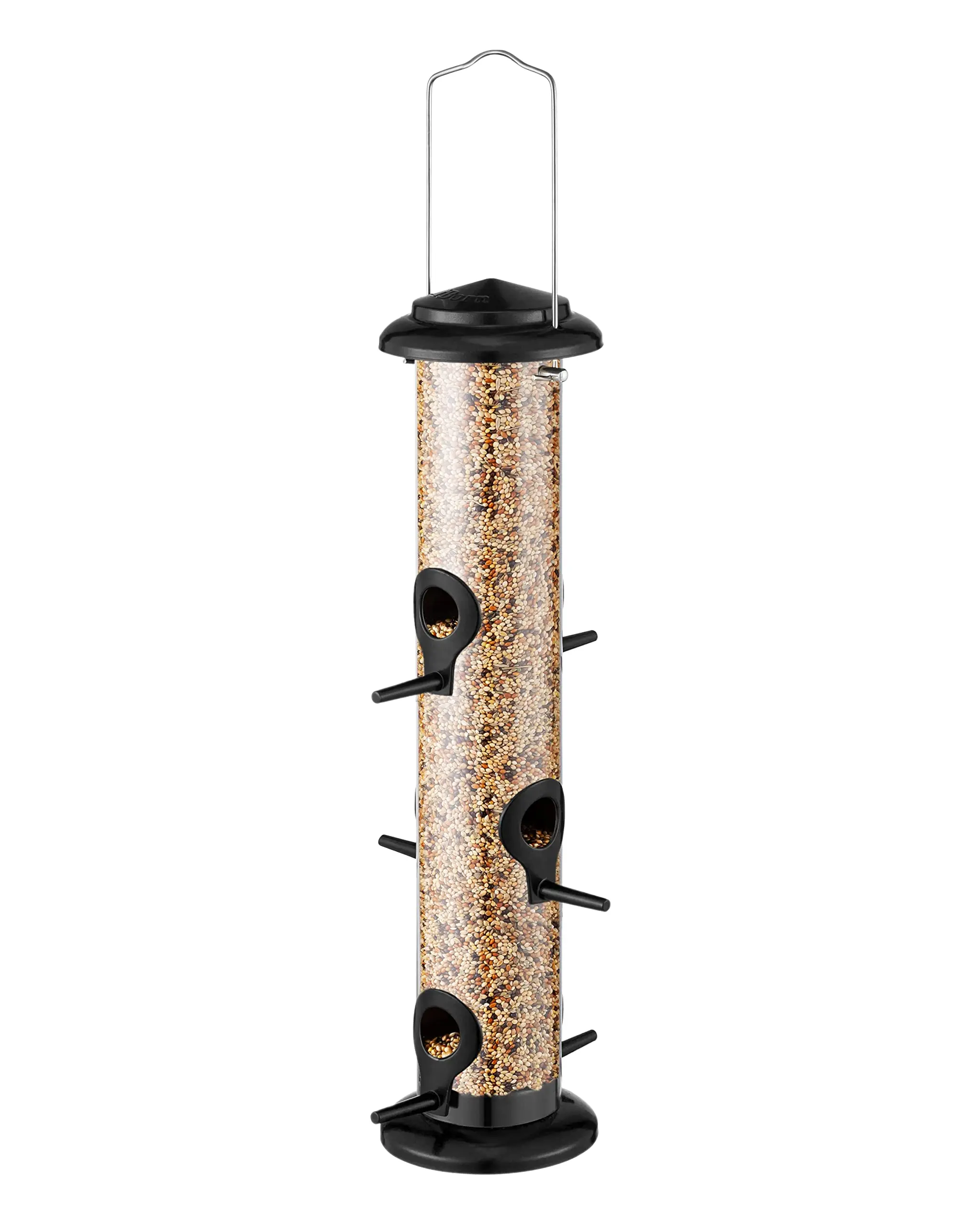 Metal Bird Feeders Brushed Copper Wild Bird Feeder for Outdoors Hanging All Metal Brushed Copper Finishing 14 Inch 6 Port
