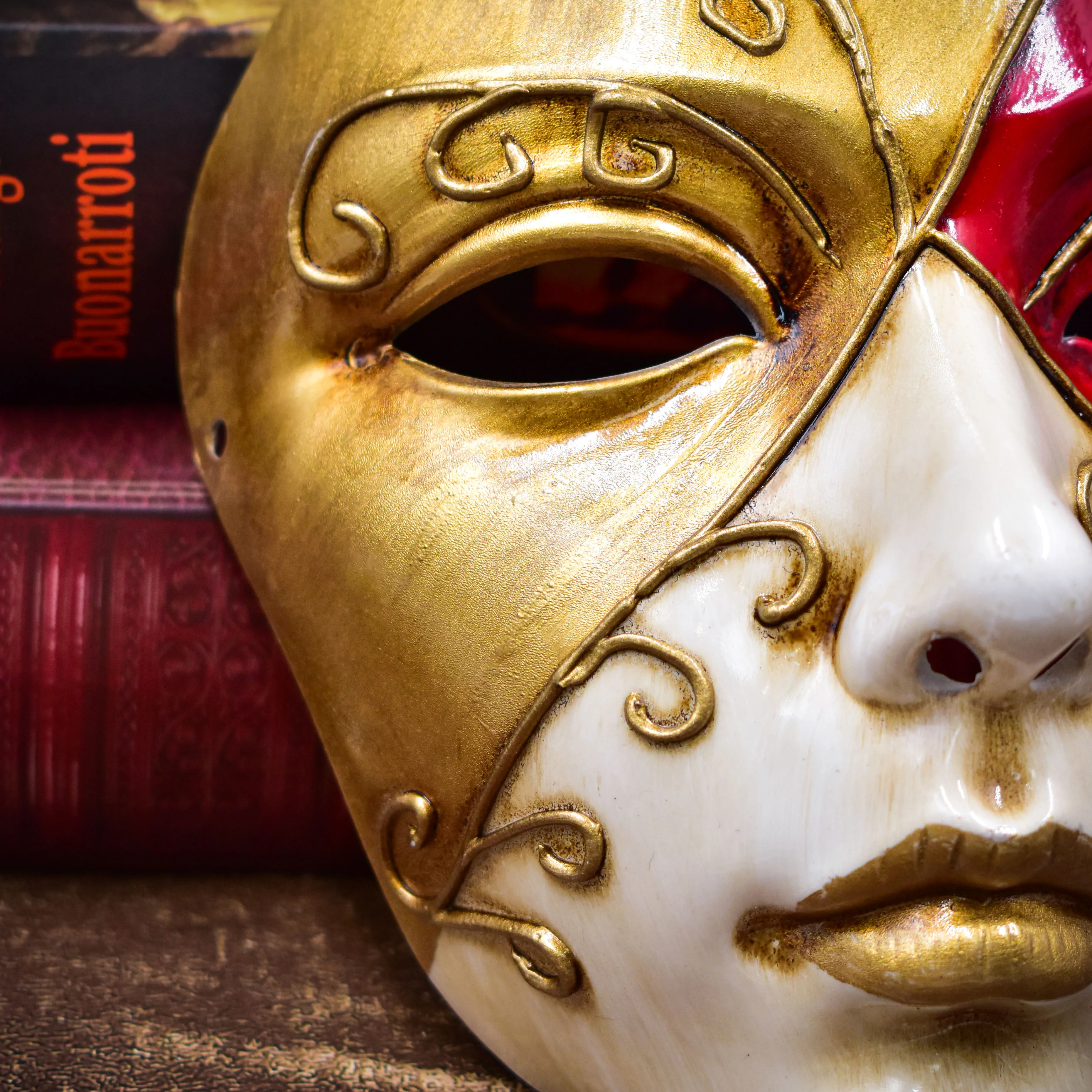 Carnival Red Gold Half Face Mask Princess Venetian Costume Halloween Clown Party Mask for Female