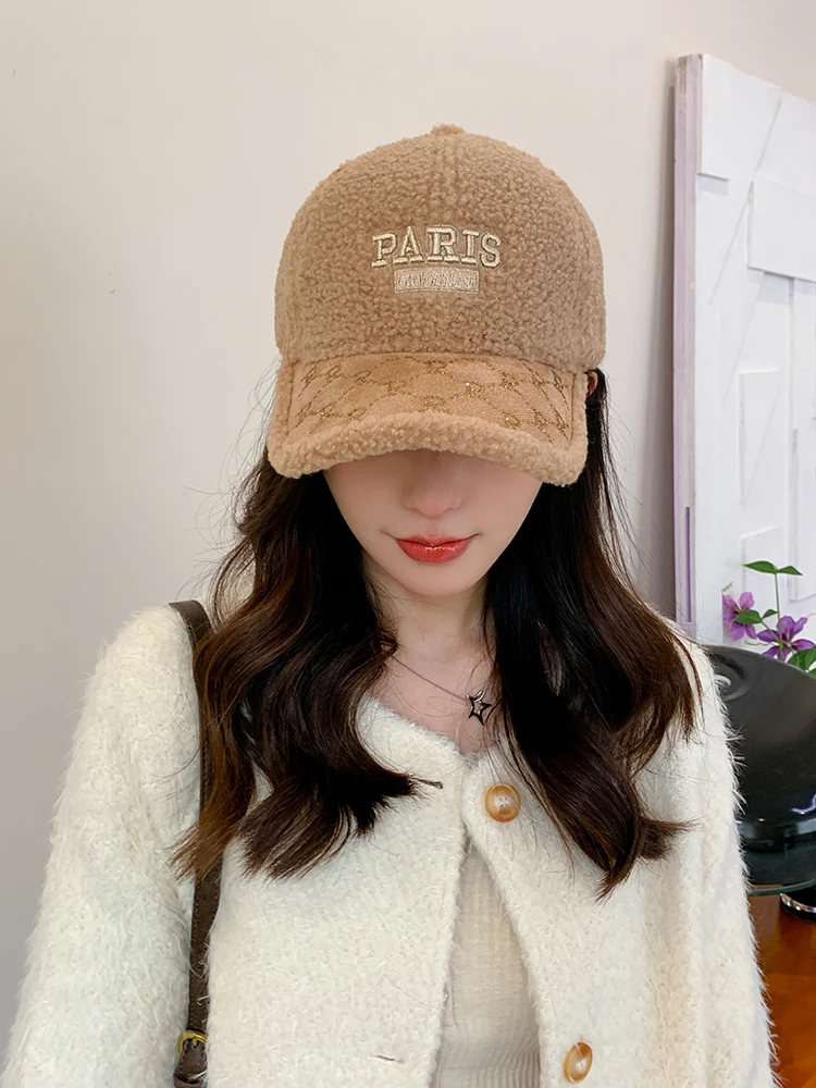 ChanBol Fashion Plush cashmere keeps warm knitted hat winter skully beanie silk lined beanie custom peaked cap women
