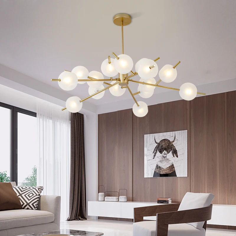 
Postmodern Minimalist Bedroom Lamp Atmosphere Living Room Chandelier Creative Personality Restaurant Magic Bean Hanging Light 
