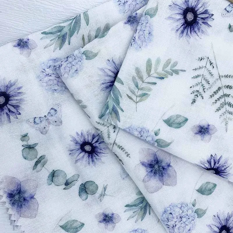 High Quality Knitted Gauze Muslin Cotton Fabric with Digital Printing Flower Cotton for Dress