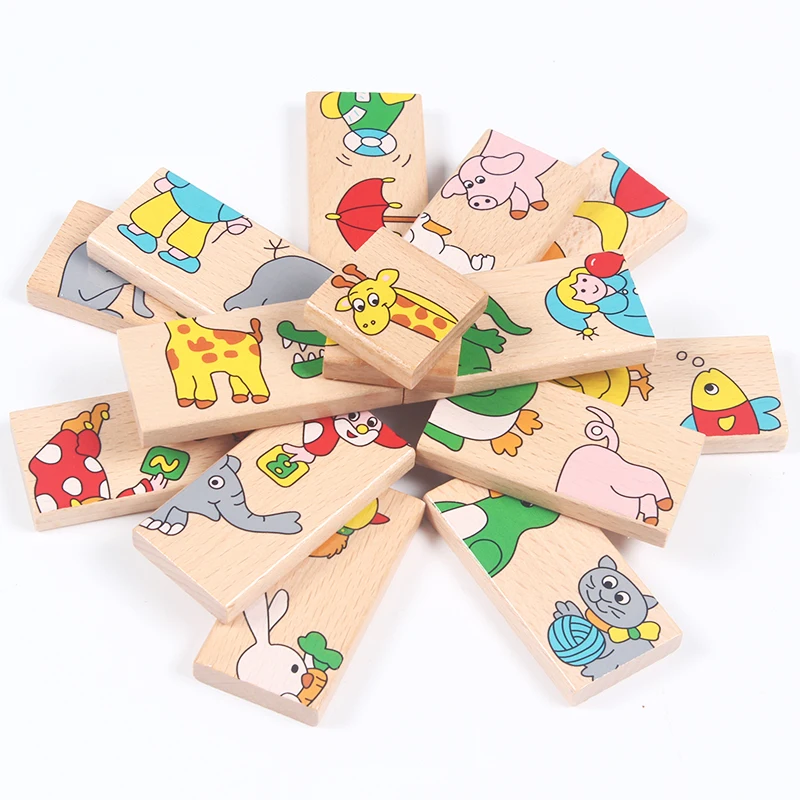 
Wholesale 3D DIY Wooden Blocks Set Game Educational Toy Domino Wood 