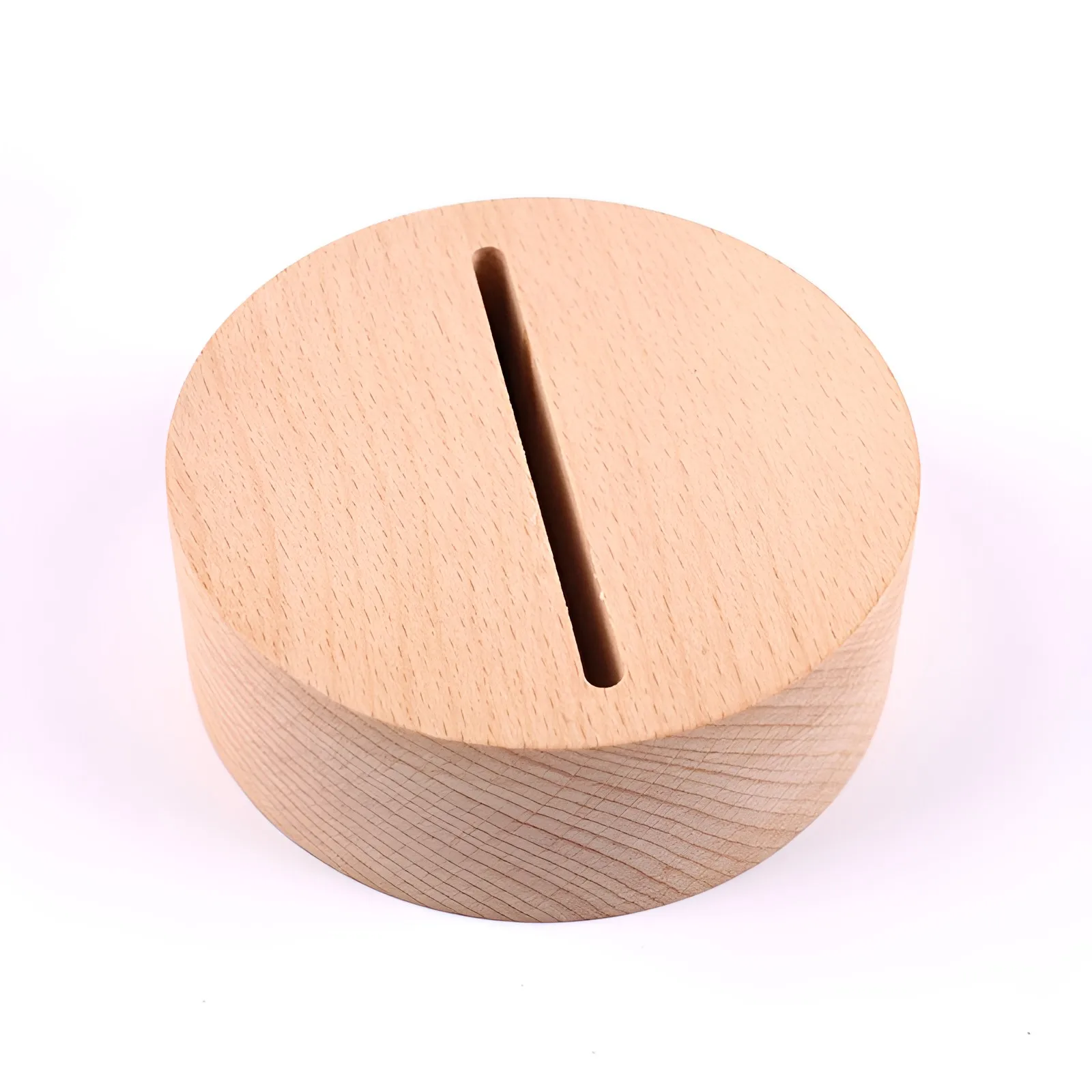 USB cable switch 3D Illusion round wooden Led modern night light base