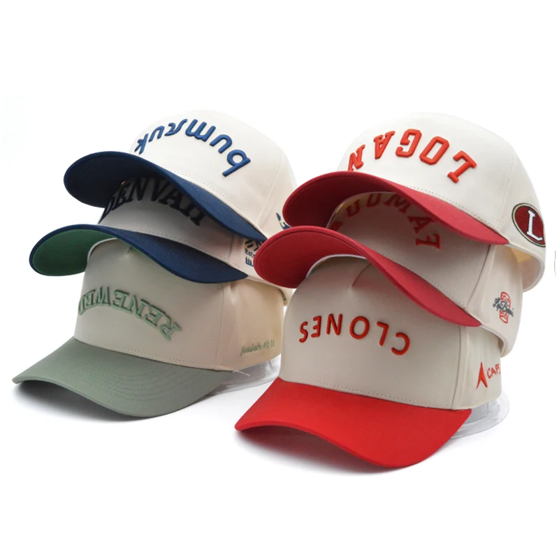 High Quality A Frame Cap  Hat Custom A Frame Mix Cap Purple And Creamsss Two Tone Baseball Cap 5 Panel