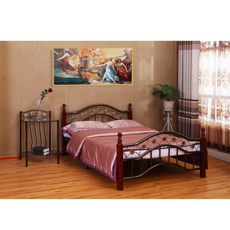 Single Bed Frame One Piece Full Sized Metal Dormitory Support Platform Super Kings Size European 1 Wrought Iron The
