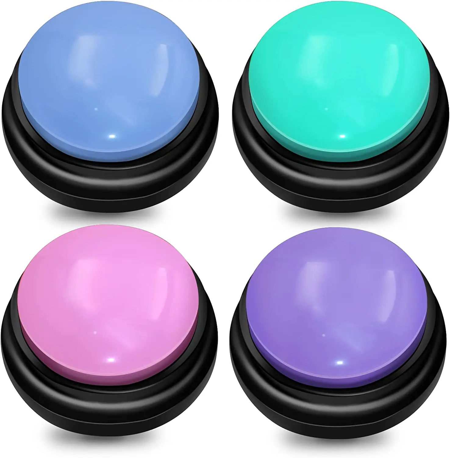 Set of 4 Funny Easy Talking Buttons Custom Speaking Sound Button Dog Talk Buzzer Battery Customized Plastic Toys Round