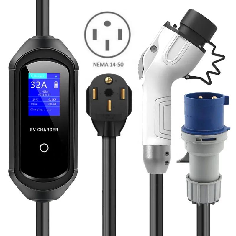 7.4KW Mobile Electric Car Charger for Wuling Hongguang Home Charging Point 7.2KW 32A 7KW Portable EV Charger for Wuling Mini EV