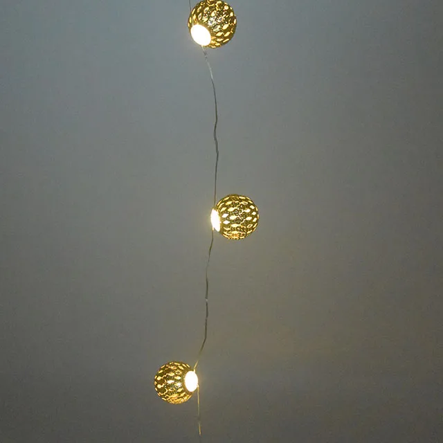 Golden Pellet Round Ball Shape Patio String Light For Christmas Hallowmas Decoration