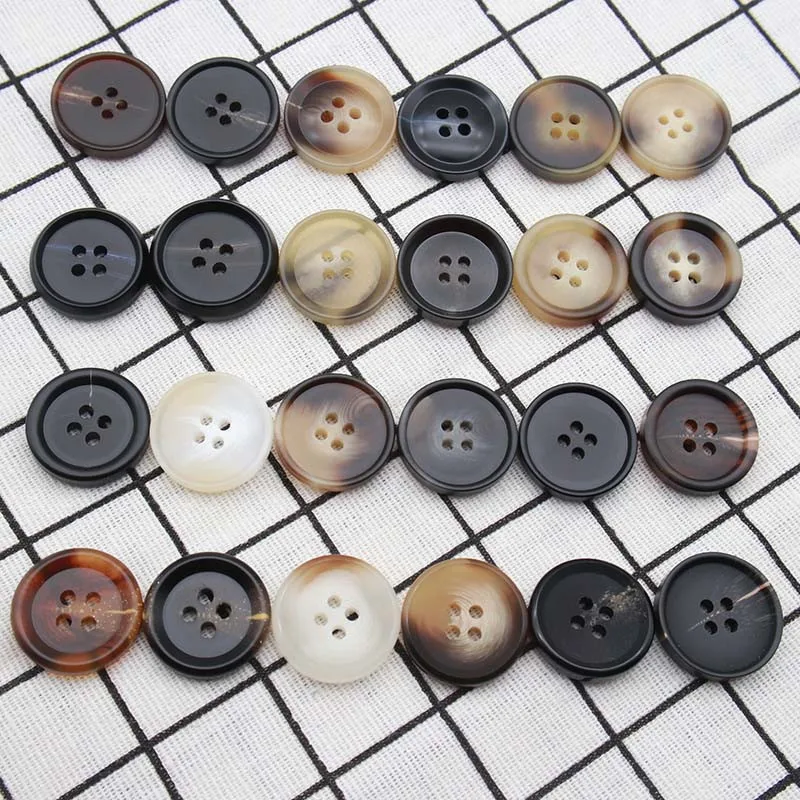 Manufacture Sewing 4-Hole Craft Round Blazer Resin Buttons 5 Color 3 Size 15mm,20mm,25mm Suit Coats  with Storage Plastic Button