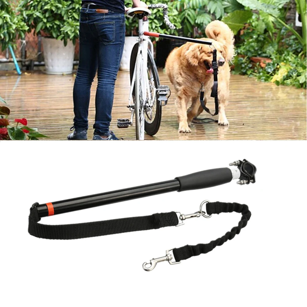 Stainless Steel Biking Dog Leash Hands Free Dog Training Bicycle Nylon Retractable Leashes with Leads