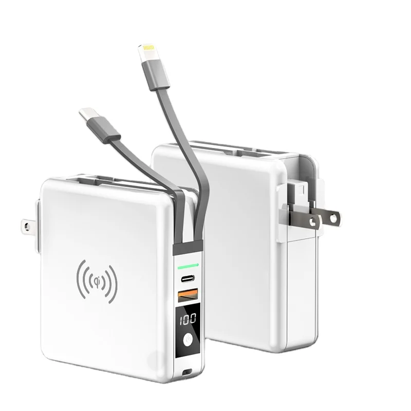 Глобальный 4 в 1 портативные дорожные Беспроводное зарядное устройство Power Bank 10000 мАч USB-C настенное для аккумуляторов с