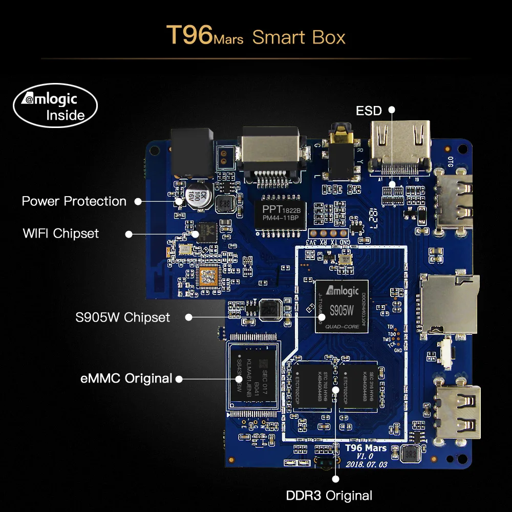 T96 Mars Mini Android Tv Box 2g 16g Amlogic S905w четырехъядерный 9 0 OS 4k Wifi Smart