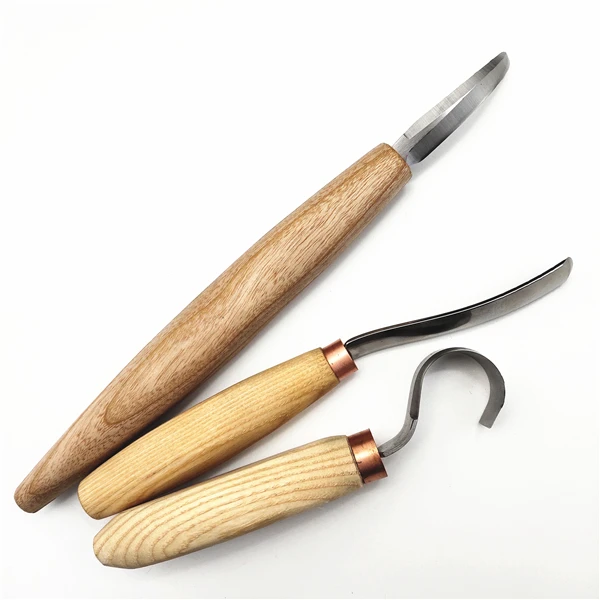 New Design Wood Spoon Double-edged Carving Hook Knife With Stainless Steel Blade