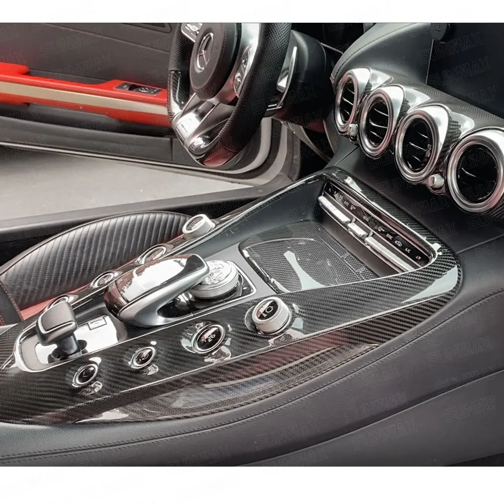 Комплект отделки салона автомобиля Sunmax из углеродного волокна для центральной консоли, панели переключения передач, для Mercedes Benz AMG GT 2015-2018