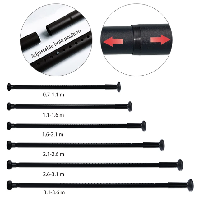 Amazon hot sale retractable rust-proof curtain rod multi-functional 2.24-2.74 adjustable shower curtain rod