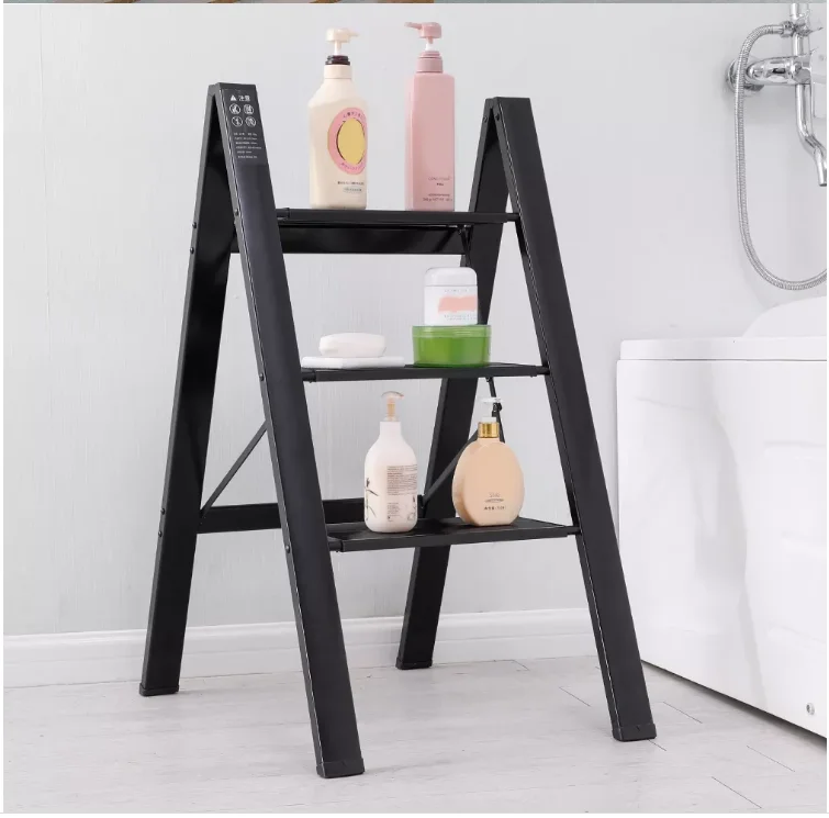 Folding Ladder Portable Step Metal Mini Ladders Foldable Steel Step Ladder For Home Indoor Workshop