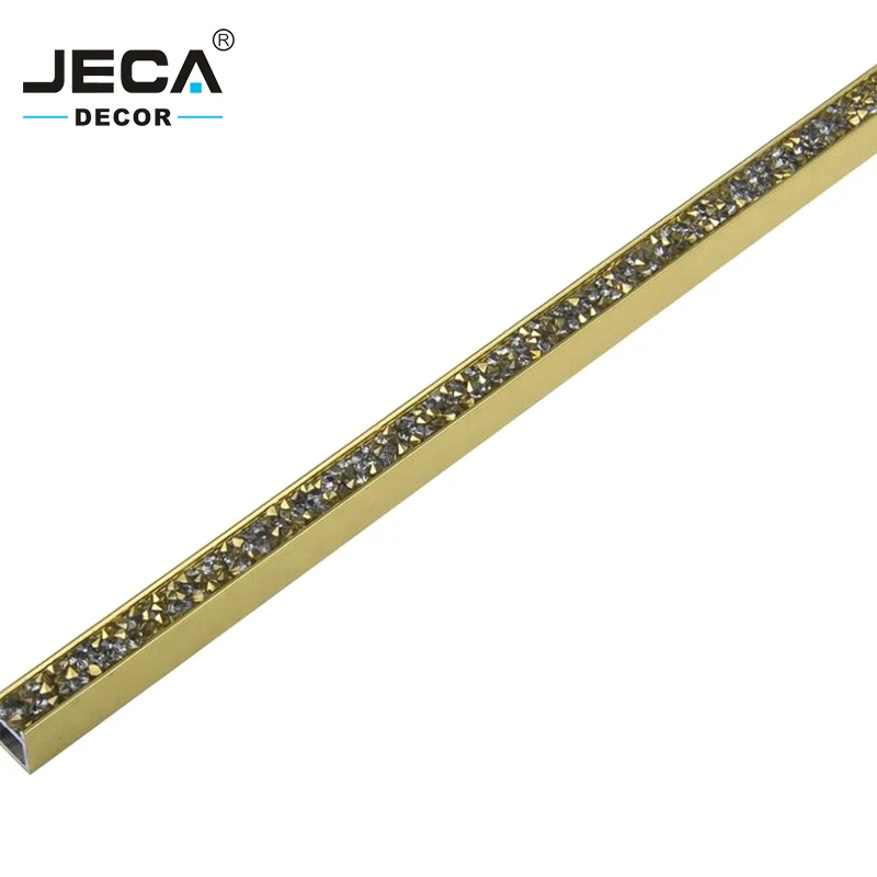 JECA Home Decor For Bathroom Tile Accessories For Wall Decoration Luxury Aluminum Tile Trim With Glass Diamond Decoration