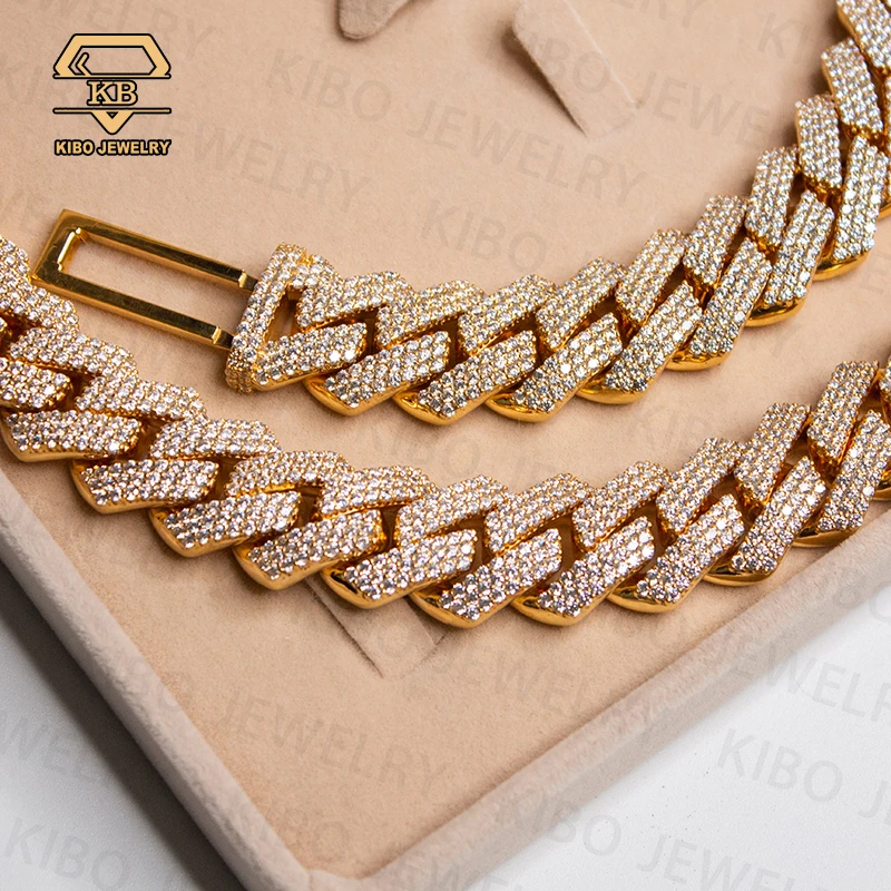 Real Pure 10K 14K Solid Gold Cuban link chain for Mens Hip Hop Iced Out Moissanite Cuban Link Necklace Miami Chains