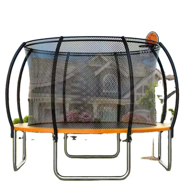 Commercial outdoor professional round kids trampoline bed with basketball hoop for sale