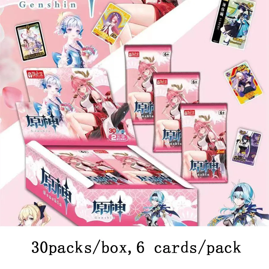 Genshin Impact карты аниме TCG Коллекционная упаковка для игр бустер коробка редкий SSR окружающий стол игрушки семьи детей