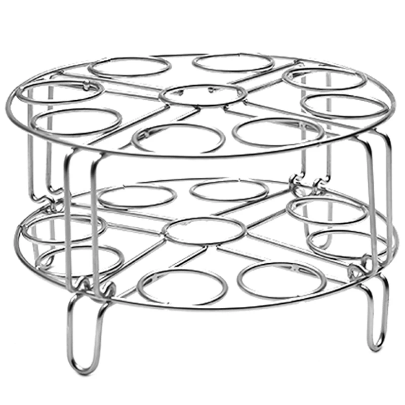 Double Layer Stainless Steel Egg Steamer Rack Two Tiers Metal Egg Holders