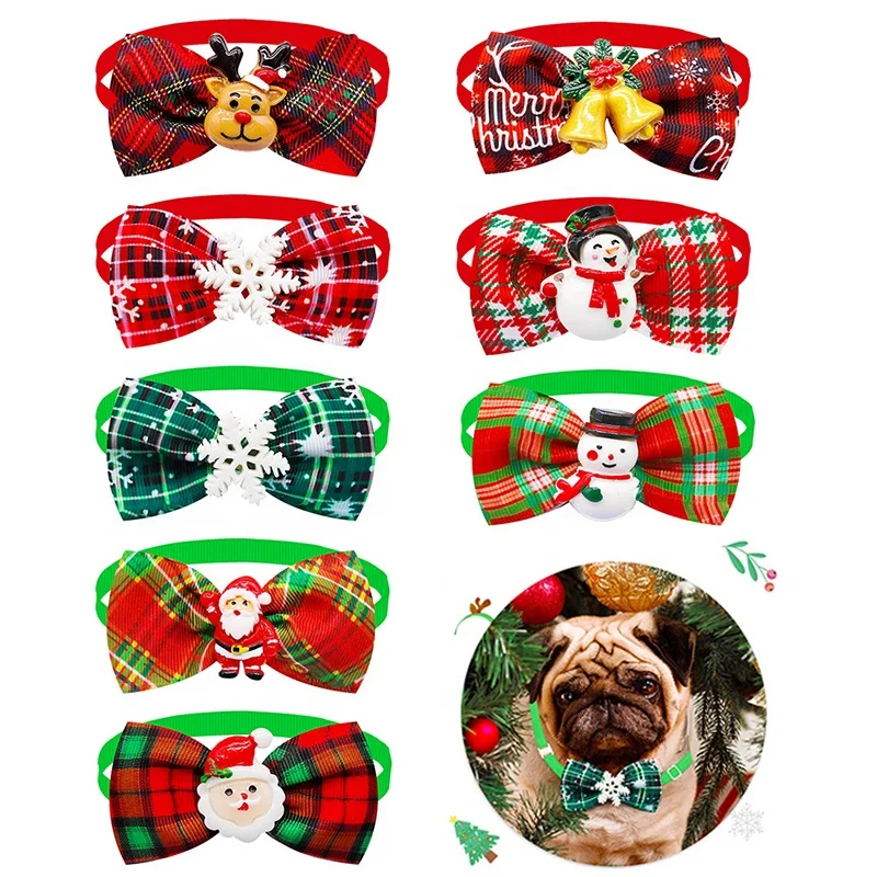 Adjustable Pet Dog Collar with 3D Santa Reindeer Bell Snow Christmas Ornaments Cute Western Fashion Style for Spring Fall Travel
