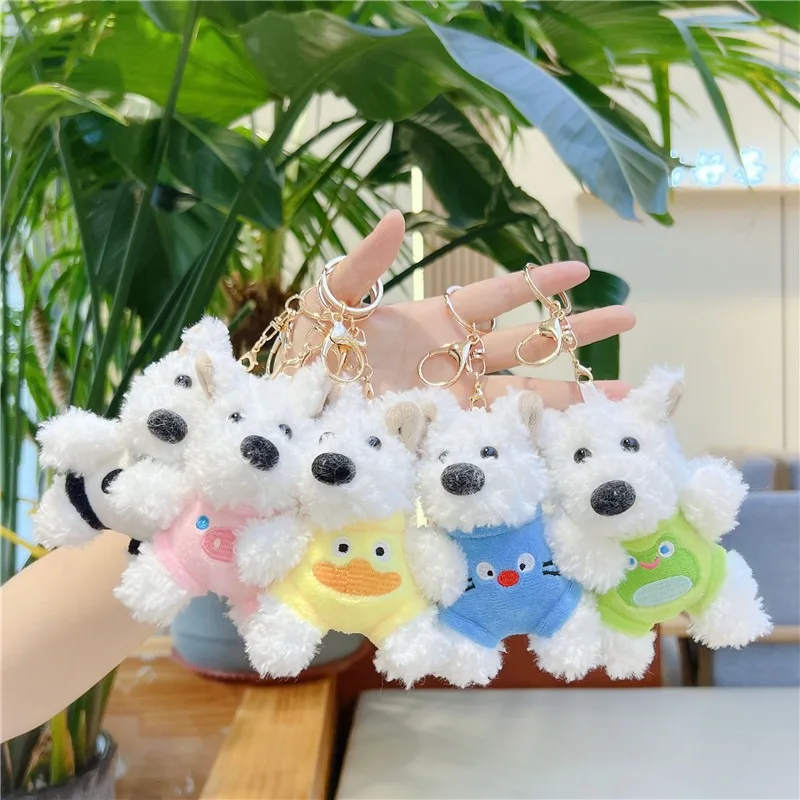 12cm HOT Design plush doll dog Puppy west highland white terrier keychains Toys bag hanging stuffed animal toy For Claw Machine