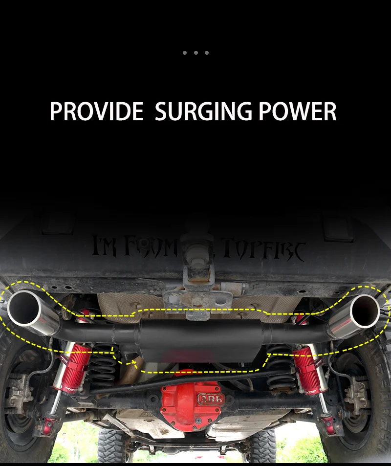 Black Stainless steel muffler for JeepS Wran gler JK JL2007+ High quality liner exhaust system Exhaust pipe.