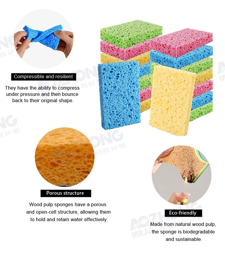 Funny Kitchen Cellulose Sponge Manufacturer Wood Pulp Sponge Absorbent Non Scratch Sponges for DIY Household Cleaning