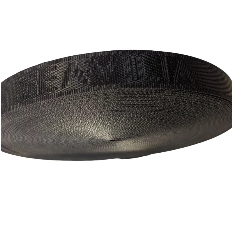 High Quality Black 100% Polypropylene/Imitation nylon Jacquard Letter Webbing Strap Ribbon