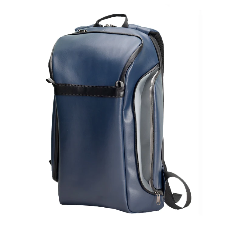 Custom design branded leather backpack bag waterproof bicycle backpack laptop men business hardshell backpack