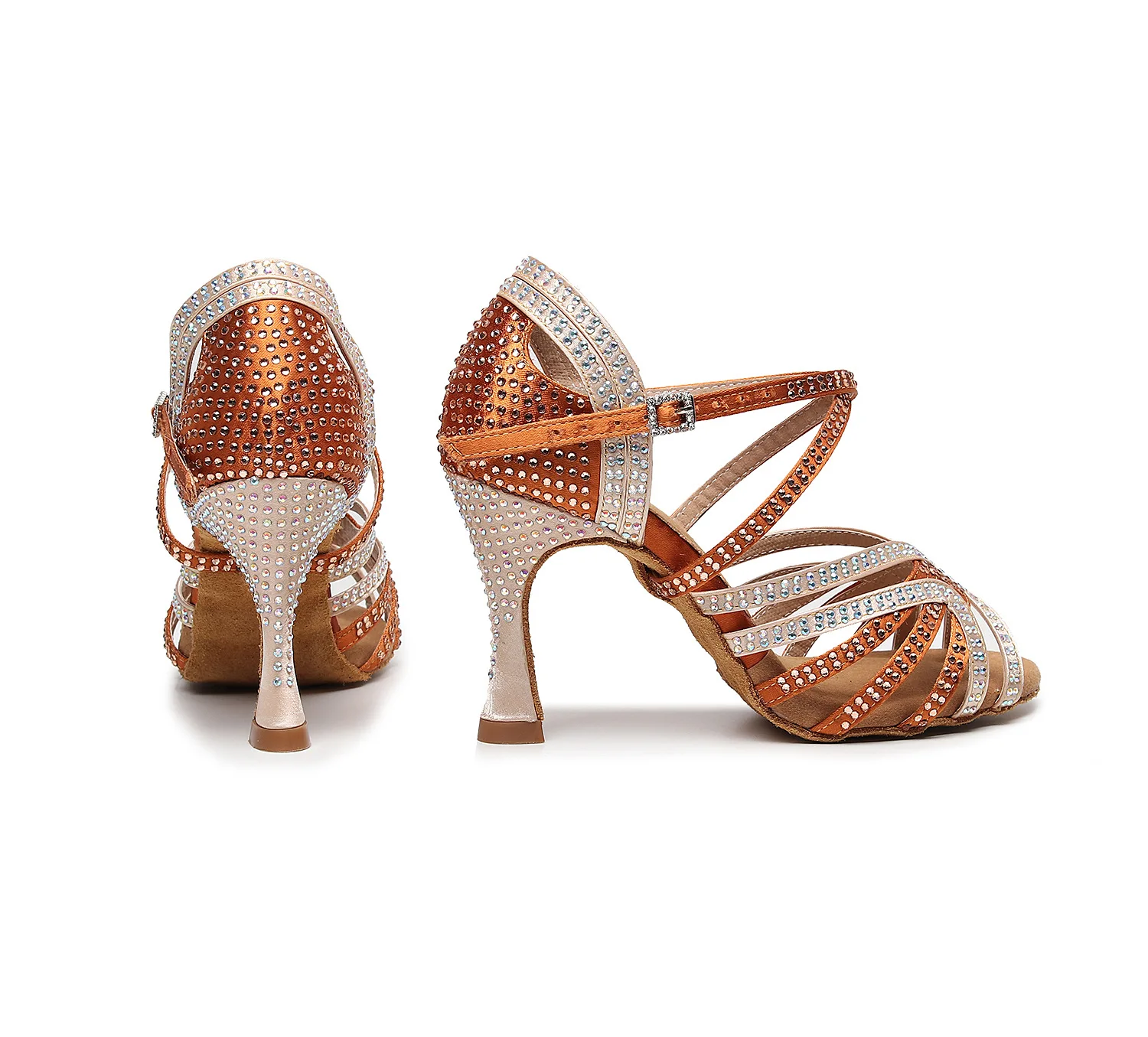 Special Orange and White Lace up Latin Dance Shoes Soft Sole and Rhinestones Jazz Salsa ballroom dancing shoes
