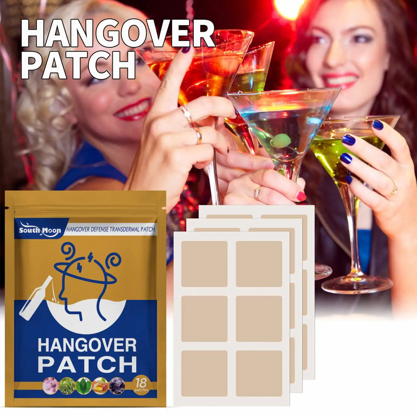 South Moon High Quality Private Label Complex Vitamin Hangover DefenseTransdermal Patch Anti Hangover Patch for Drink