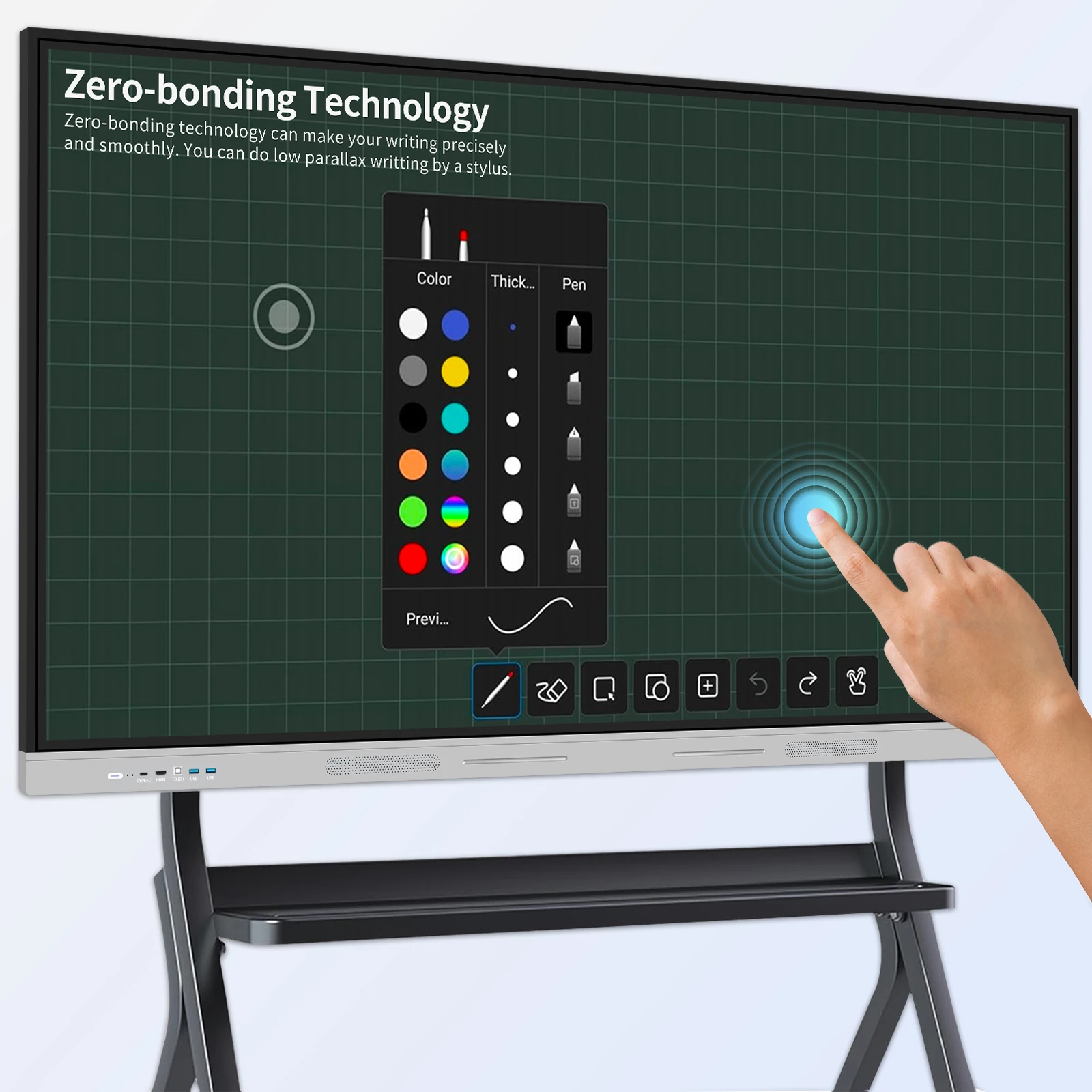 Ultra HD 75 85 100 inch Interactive Whiteboard with Multi-language Support and 20-point Touch: Ideal for School and Conference