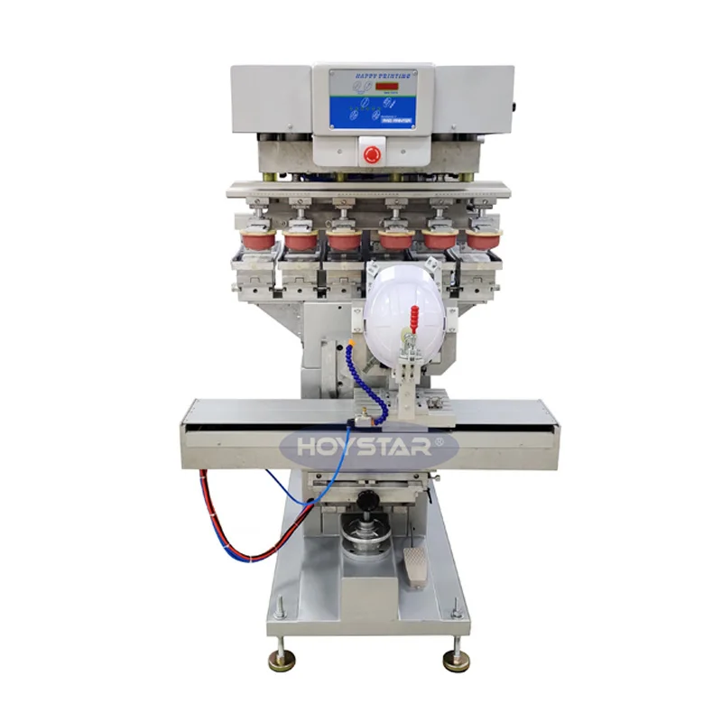 Six Color Pad Printing Machine For Print Custom logo On Safety Helmet
