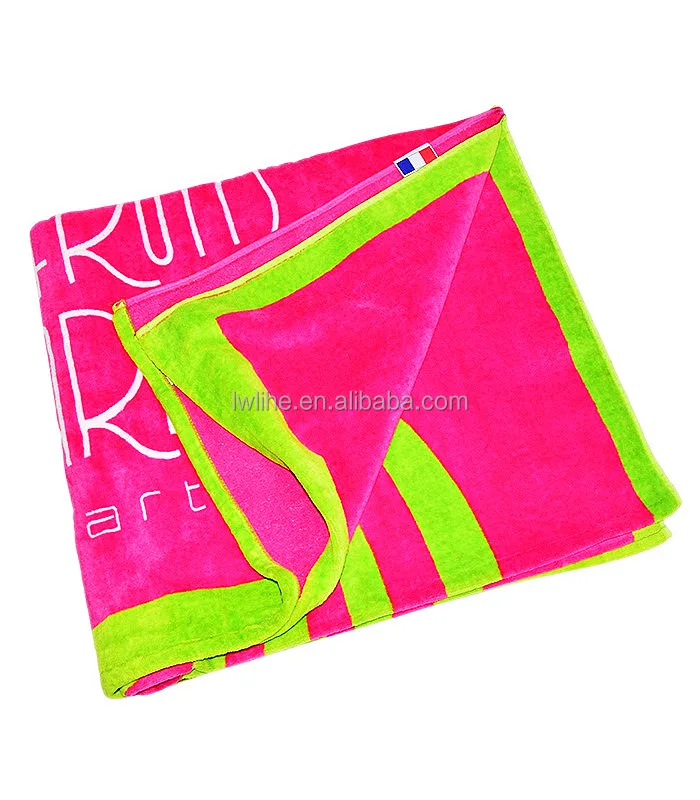 Wholesale 100% cotton terry custom pink pear pattern yarn dyed jacquard beach towel