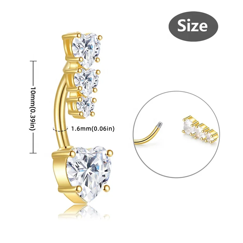 Stainless Steel Belly Button Rings Heart Shape  woman belly bodi heart ring belli pierc jewelri Body Piercing Jewelry