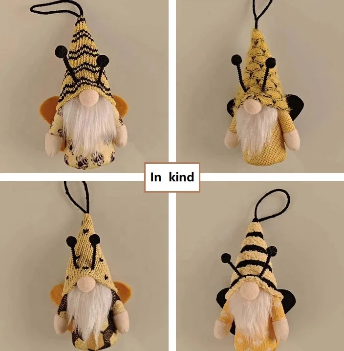 honey bee festival themed decor plush hanging decoration dolls mini stuffed knitted gnome figurine