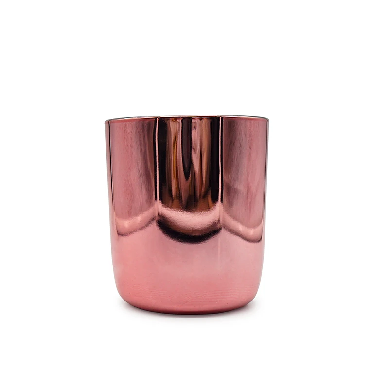 new designs candle container Electroplated Round Bottom Rainbow candle holder glass jar