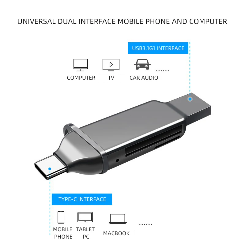 all in one card reader 3.0 Kawau C371 Type C dual SD TF Metal for Mobile Phone Car Portable PC